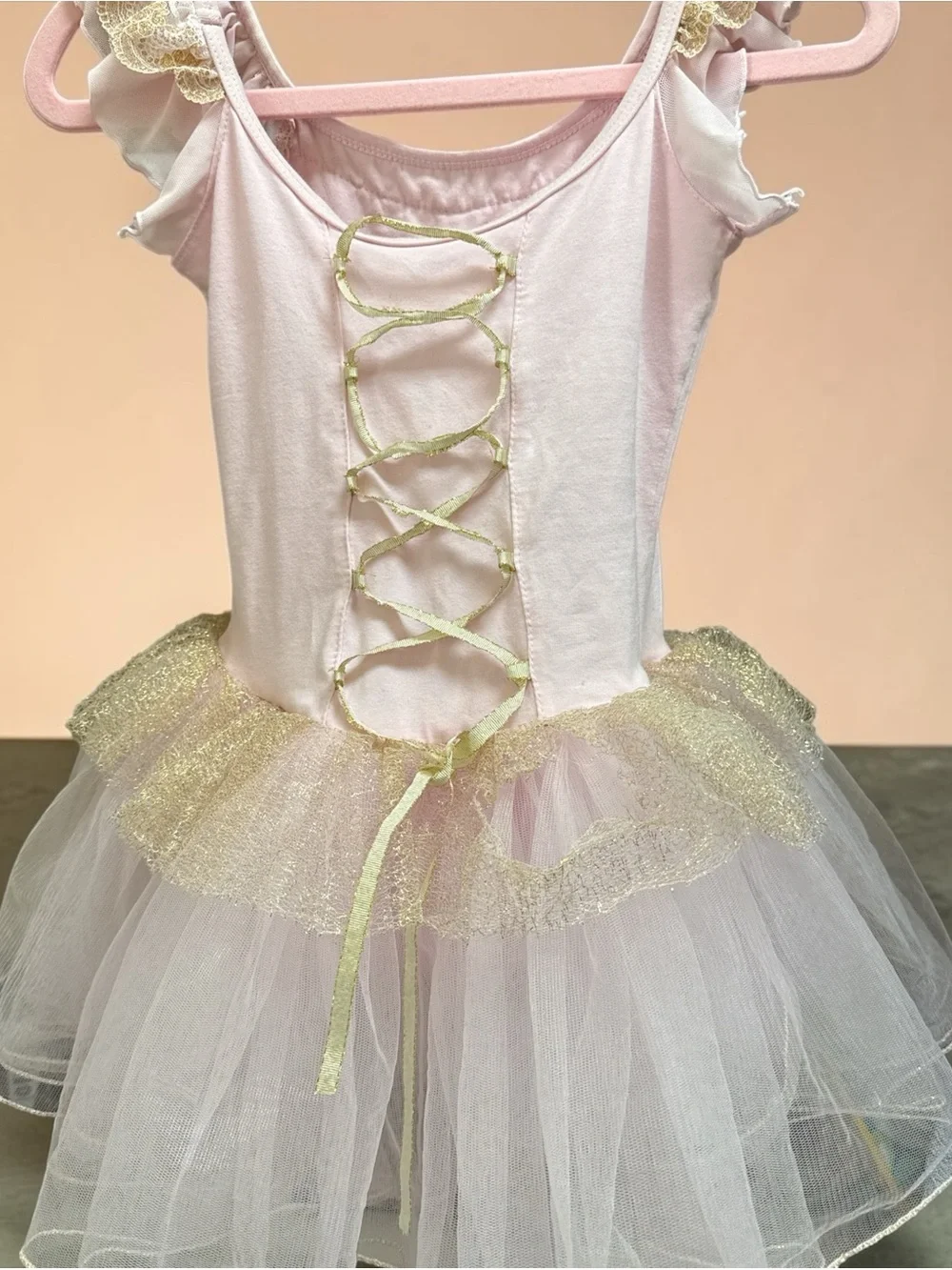 BAOHULU Girls Ballet Tutu Leotard Dress Pink Gold Size M